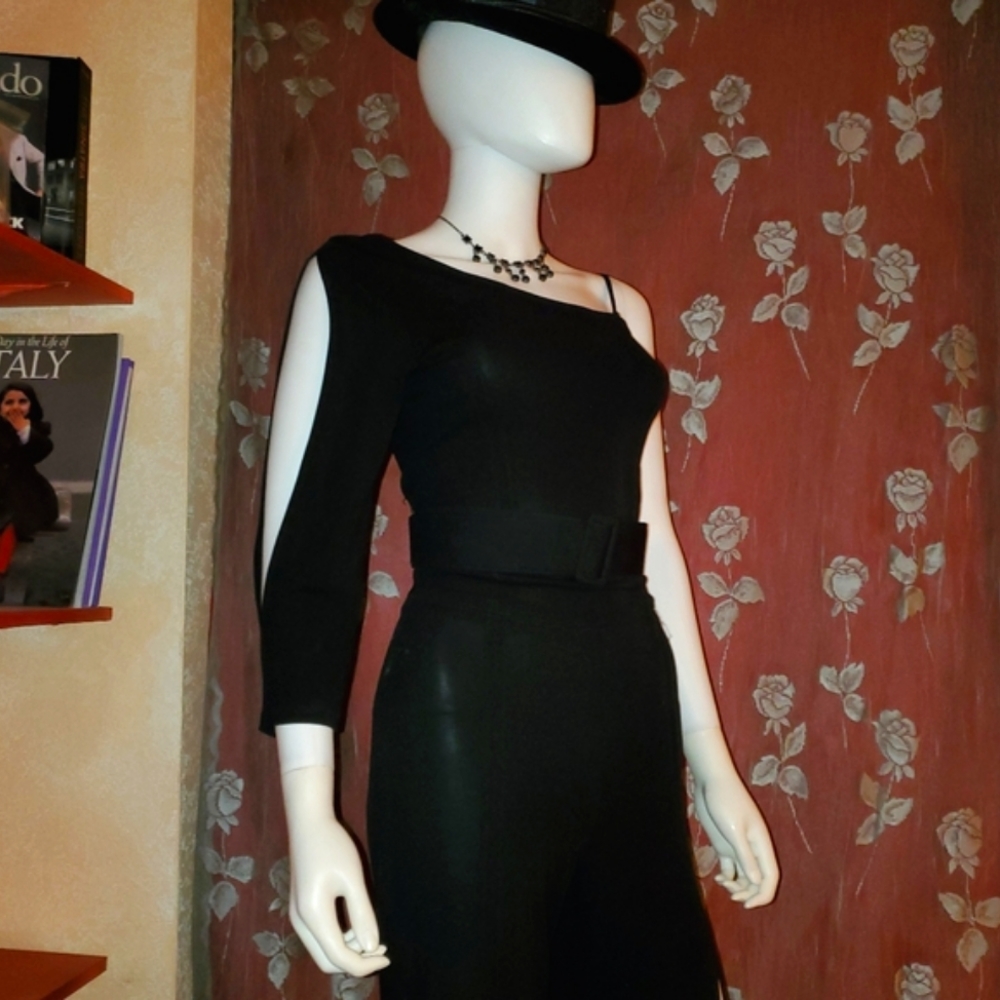 🖤💥Flawless! Gorgous Black One Shoulder & Open Leg Jumpsuit from bebe ❤️‍🔥🖤 - Picture 14 of 16